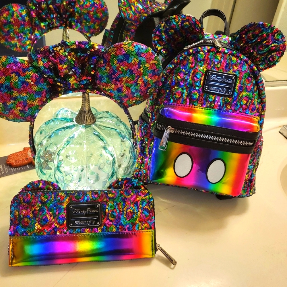Loungefly rainbow sequin backpack only!